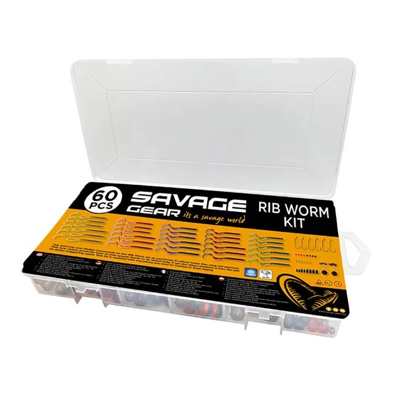 KIT LEURRE SOUPLE ARMÉ SAVAGE GEAR RIB WORM KIT 1 KIT LEURRE SOUPLE ARMÉ SAVAGE GEAR RIB WORM KIT